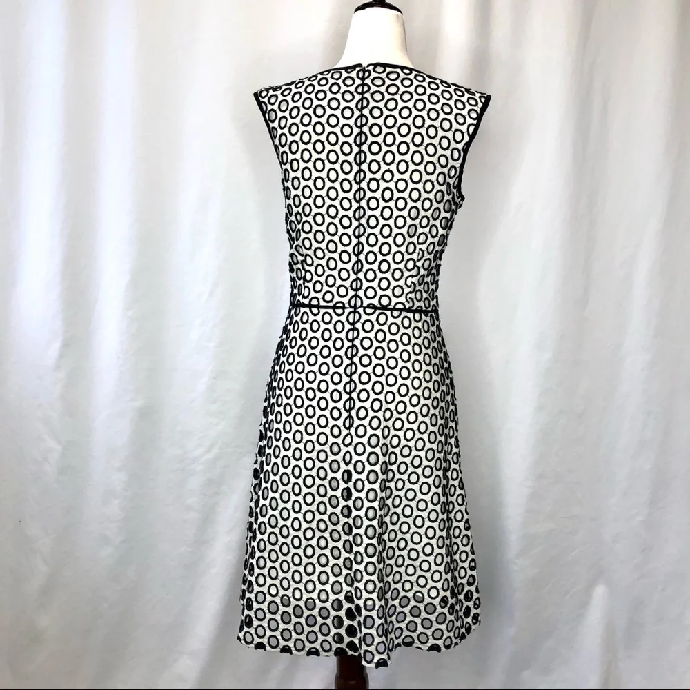 J. Crew punched out eyelet sleeveless dress black white 0